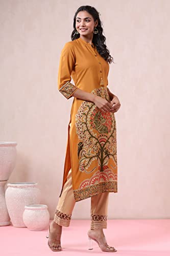 Image of Juniper Women's Rayon Printed Straight Kurta