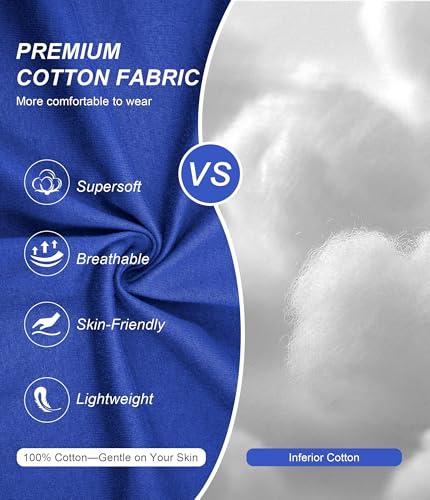 CF Men's Pajama Sets 100% Cotton Pajamas for Men Lightweight Long Sleeve Sleepwear Button Down Pj Set Loungewear with Pockets S-XL(Cobalt Blue,L)