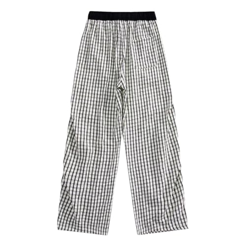 Pantalon décontracté à carreaux pour homme coupe élégante fluide avec cordon