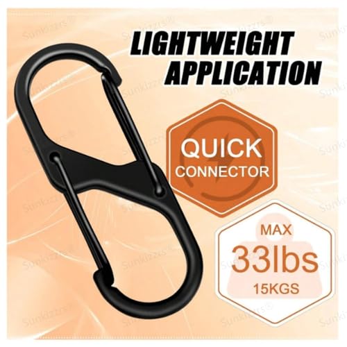 Sunkizzrs® Dual Hook S Carabiners(60 MM, Pack of 10)—Quick Release Design Hooks Keychain—Multi-Purpose Snap Hooks—Zinc Alloy Anti Theft Zipper Carabiner Clips for Backpack,Camping,Gardening,Outdoor 8 41EyTr0DC L