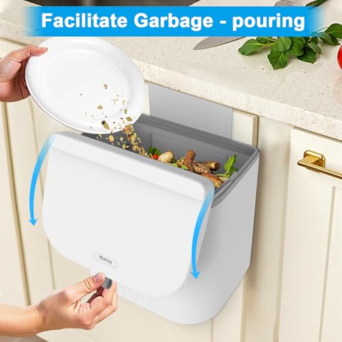 Naisu Set 3 Canecas de Basura Ovaladas 6L Blanco miniatura 3