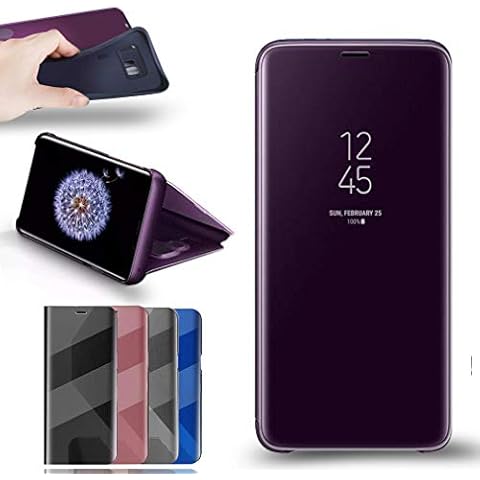 RLGPBON Xiaomi Mi A2 Lite Case, Clear View Standing Xiaomi Mi A2 Lite Case, Mirror Flip Case Cover For Xiaomi Mi A2 Lite Purple Cover