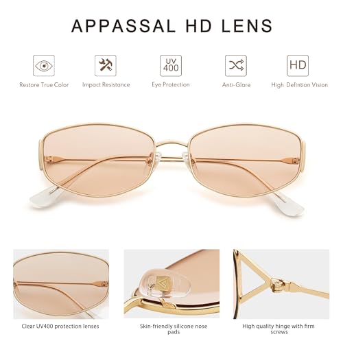 Retro Oval Sunglasses For Women Men Hexagonal Rectangle Metal Frame Sun Glasses AP3625