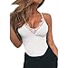 Produktbild Longra Damen Tops Sexy Sommer Tops Spaghettitops Trägershirt Mit tiefem V-Ausschnitt Damen Beach Ärmellos Shirt Spitzentops Frauen Bustier Bra Tanktops Miniweste (White, L)