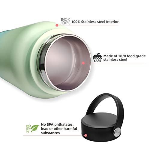 Bjpkpk Insulated Water Bottles With Straw Lid, 40Oz Large Water Bottle, Stainless Steel Metal Water Bottle With 3 Lids, Reusable Thermos Bottle, Cold & Hot Water Bottle For Sports-Wood Yellow Gray #TOP2