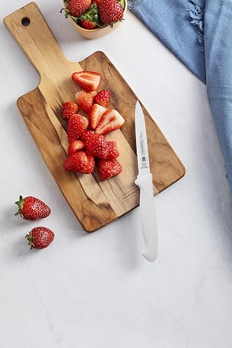 Image of TRAMONTINA Premium 4-Inch Vegetable & Fruit Knife | Heat-Treated Stainless Steel Blade | Ergonomic White Polypropylene Handle | Dishwasher Safe