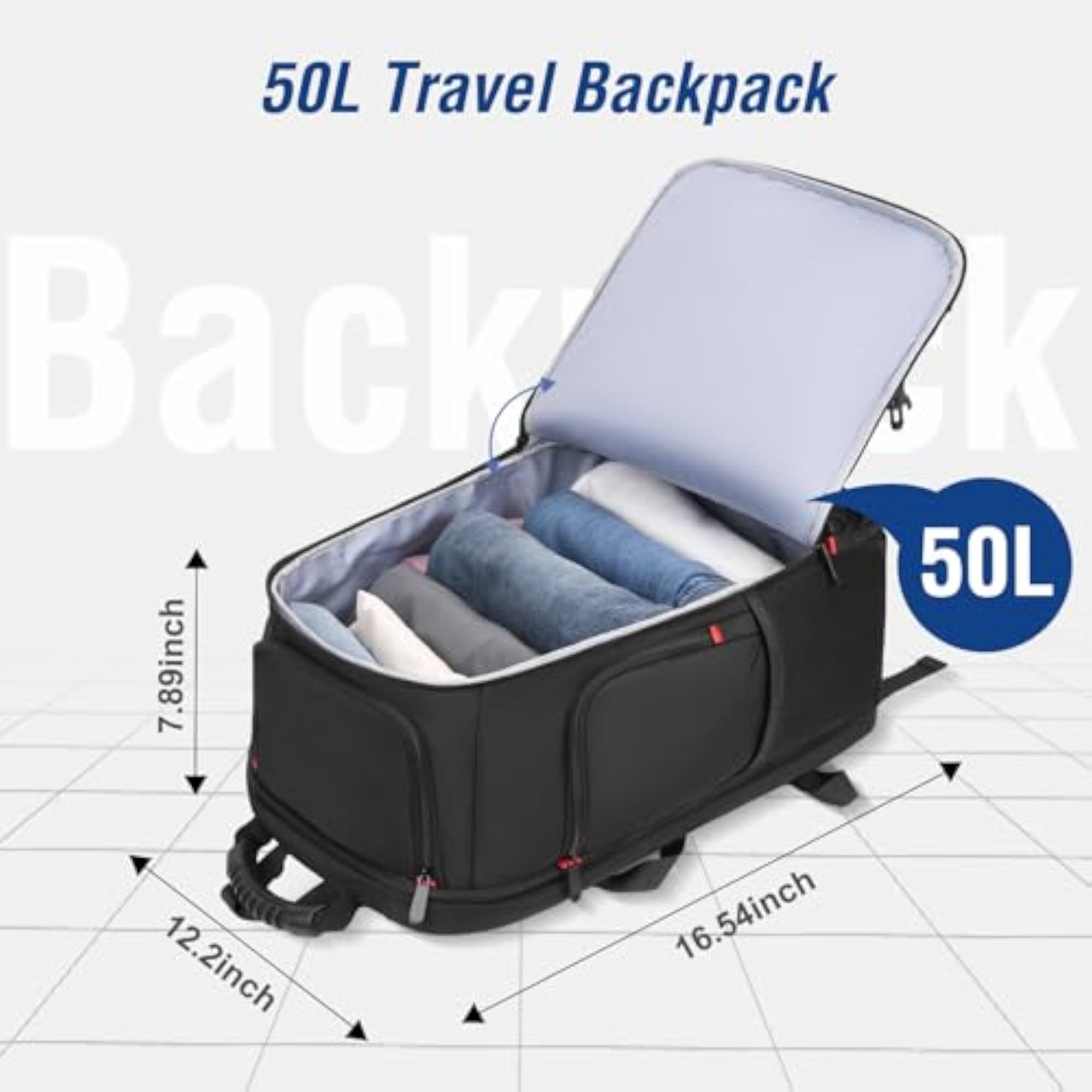 18.4 Inch Laptop Backpack with USB Charger Port, Black