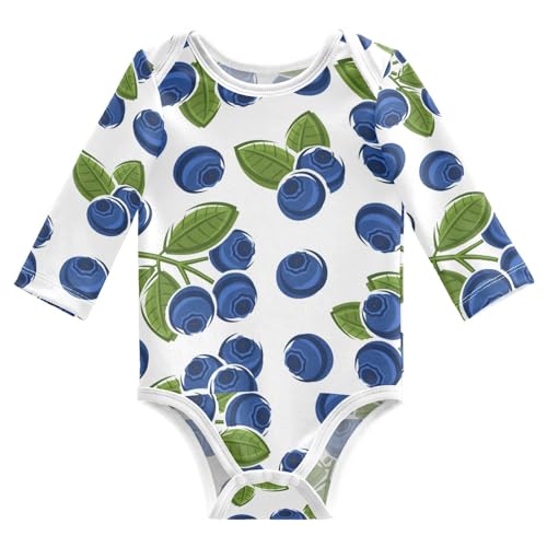 Wusikd Blueberry Fruit Unisex Baby Bodysuit Cotton Baby Long Sleeve Clothes 3 Months for Boys Girls