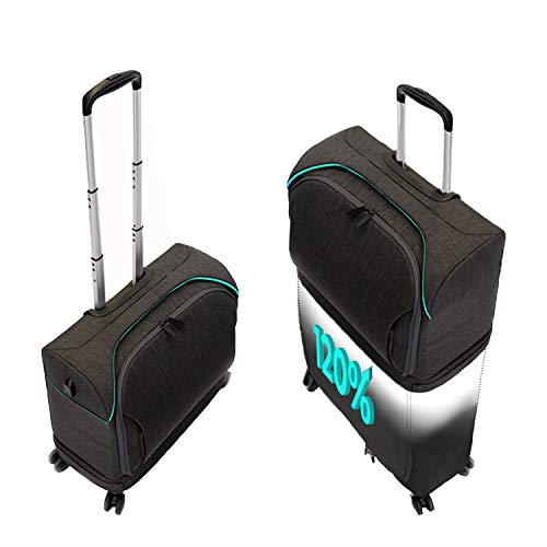 FUGU Luggage ROLLUX Expandable Suitcase! Trendy Luggage That Doubles in Size - Fashionable Suitcase - Carry on Luggage to Full Suitcase - USB Port - Water Resistant - Modern Luggage (Turquoise)