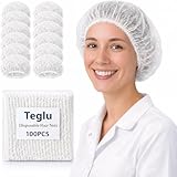 Teglu 100 Stück Haarnetz Küche - Medizinische Netzhaube Einweg - XL Hair Bonnet & OP Haube, Atmungsaktiv Latexfrei mit Elastikband, Hygienische Kopfhaube für Gastronomie Klinik Labor