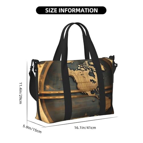 Ancient World Globe Print Hand Travel Bag,Gym Bag,Weekend Travel Overnight Bag,Tote Bag Sports Bag For Women Men2
