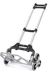 Carrinho de Carga Dobrável com 3 Rodas, Capacidade 75kg, Estrutura em Alumínio, Preto