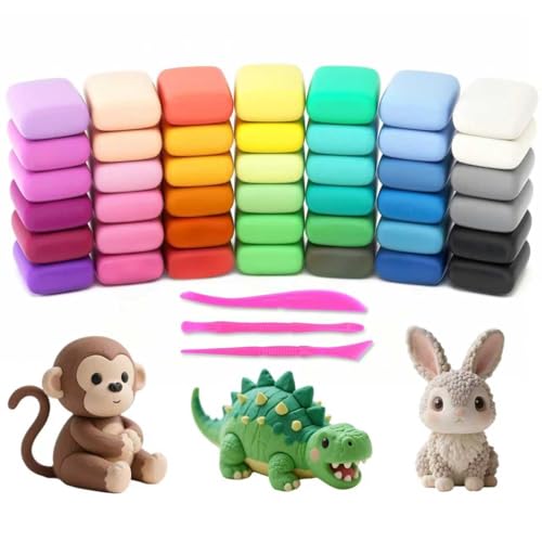 Arcilla Polimerica Secado al Aire, Foamy Moldeable, Pasta Modelar Secado al Aire, 36 Colores Plastilina Arcilla para Modelar, 3 Herramientas de Escultura, Adecuado para niños a partir de 3 años