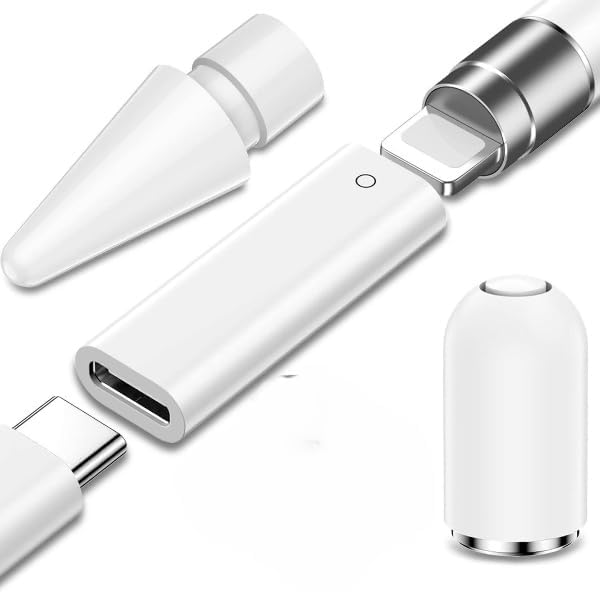 3-Pack USB C to Pencil 1st Gen Adapter Type C Female to Lightning Female Adapter for iPad 10 + iPencil Stylus Nib Tip for Apple Pencil + Magnetic Top Cover Replacement Cap for Apple Pen 1 Generation (B0D2RMYMST) Amazon Price History, Amazon Price Tracker