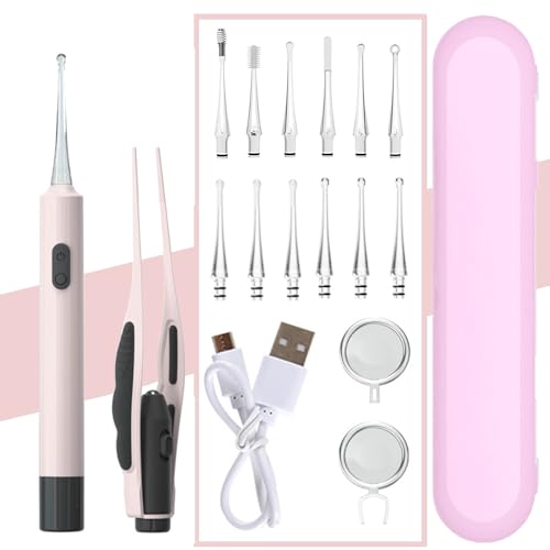 耳かき ライト 光る耳かき LEDライト付き耳かき USB充電式 光る耳かき ルーペ 耳掃除 、マルチスタイルの交換可能なイヤーチップ 耳掃除 光る耳かき 子供用 お年寄り用 家庭用 耳かき ライト イヤークリーナー 収納付き 携帯便利(ピンク)