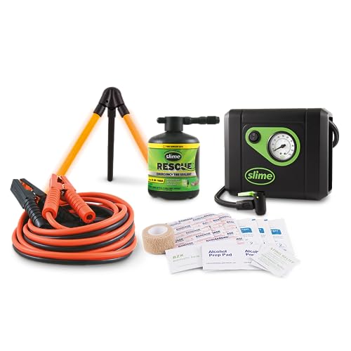 Image of Slime 50160 Emergency Roadside Kit with Flat tire Repair and Booster Cables for Truck /SUV, Heavy-Duty Vehicles