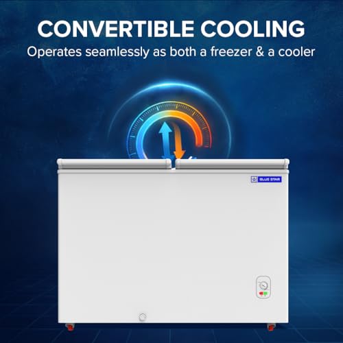 Image of Blue Star HT3-M325, 325 Liter Hard Top Double Door Deep Freezer (301 Liter, White, 3-star)