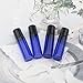 JIUWU 15pcs 5ml Blue Essential Oils Stainless Steel Roller-on Bottles Refillable Perfume Organic Beauty Stainless Steel Frosted Vials with 2pcs Funnels, 1 Tool