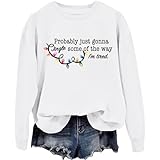 Generisch Damen Sweatshirt ohne Langarm Rundhalsausschnitt Weicher Bequemer Streetwear Sportlicher Freizeitpullover Festliche Mode (White, M)
