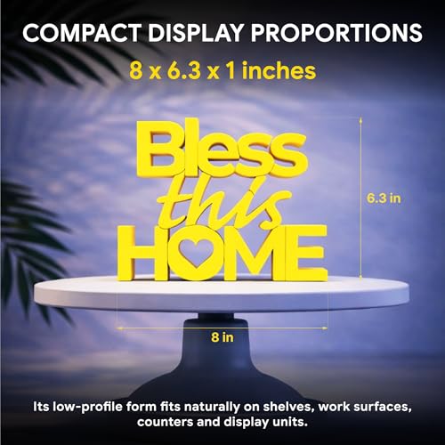 Image of Mad Masters Bless This Home Vastu Desk Decor - Aesthetic Table, Shelf & Wall Showpiece for Home Office, Business. Blessing & Friendly Gifting, Sunshine Yellow (20.3 x 16 x 2.5 cm)