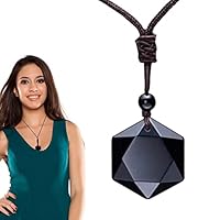 Amazon.co.jp: 黒曜石のペンダント ネックレス - ヘキサグラム