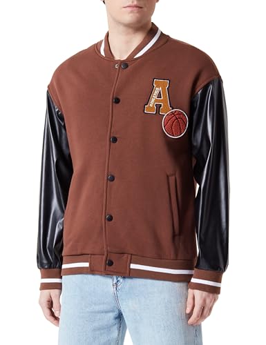 Blouson bomber Koton homme marron café veste universitaire brodée M