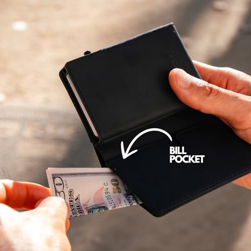 Pop-up Wallet | RFID Blocking Leather Minimalist Wallet | Slim Wallet for Men | Top Grain Leather, Holds up to 10 Cards Plus Cash…3