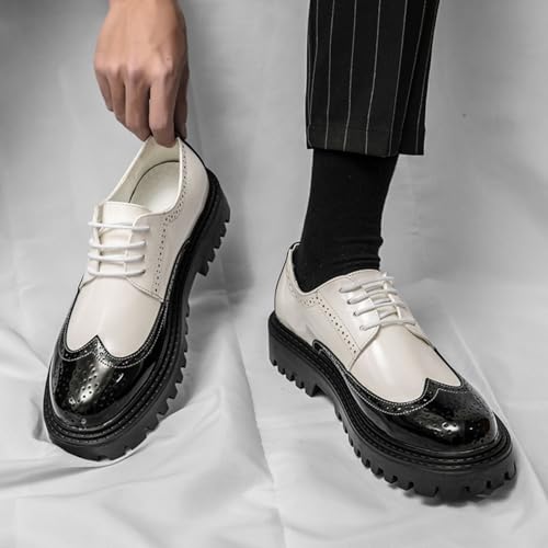 Mens Retro Brogue Multicolor Leather Dress Oxfords Shoes Low Top Non-Slip Round Toe Casual Derby Shoes for Formal Business Wedding2