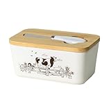 Photo Gallery wait fly burriera in ceramica a forma di mucca con coperchio e coltello in bambù, 2 bastoncini per burro, contenitore per burro per piano di lavoro della cucina, decorazione per la casa, mucca Photo Gallery wait fly burriera in ceramica a forma di mucca con coperchio e coltello in bambù, 2 bastoncini per burro, contenitore per burro per piano di lavoro della cucina, decorazione per la casa, mucca
