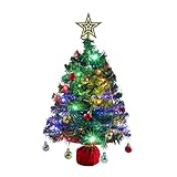 Mini Tabletop Christmas Tree with 30 LED String Lights, Star Top, Perfect for DIY Decoration 2ft