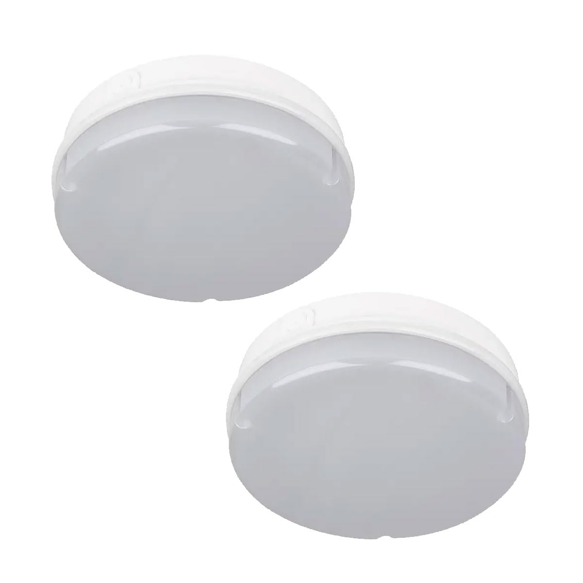 Bright Source 2X Wall & Ceiling Round Utility LED Bulkhead, White, Switchable Wattage 9W 14W 18W, IP65, 120° Beam Angle, Switchable 3CCT Colour Temperature 3000K 4000K 6000K
