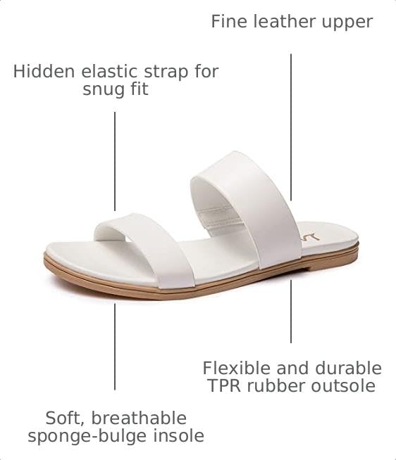 Image of LM Women's Slide Sandals Two Band Slip On Flat Sandals Casual Summer Sandals