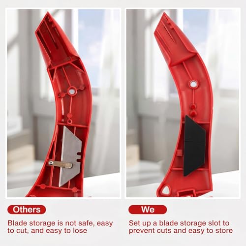 Image of WILLBOND 2 Pcs Navajas Para Roofing Fixed Blade Roofing Knife, Heavy Duty Utility Knife for Drywall, Vinyl, Carpet Cutting, Metal Roofings Tools with Replacement Hook Blades (Red)