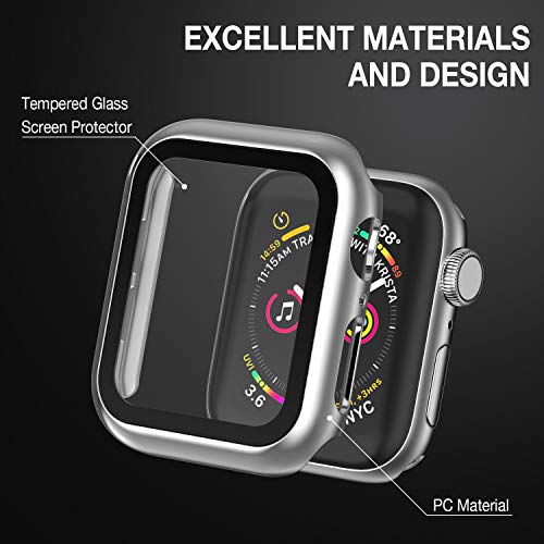 Image of Case Compatible with Apple Watch 38MM Series 3 /2 /1 / with Built-in Tempered Glass Screen Protector, All-Around Ultra-Thin Bumper Full Cover Hard PC Protective Case for iWatch