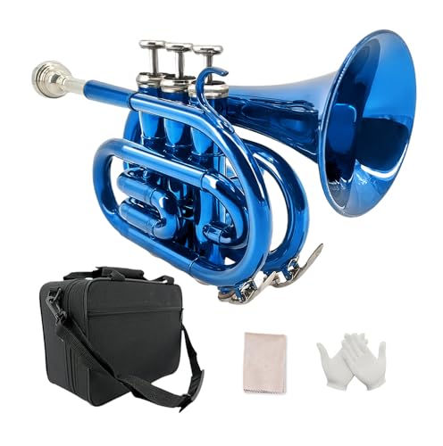YoungMonic Musical Bb - Trompeta de bolsillo estándar para trompeta de cobre lacado con boquilla de 7 C,...