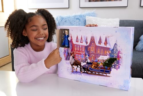 Image of Mattel Disney Frozen Toys, Anna & Elsa Small Doll Advent Calendar with 2 Friend Figures, Moldable Sand & 24 Play Pieces, Inspired by Olaf's Frozen Adventure​​​​