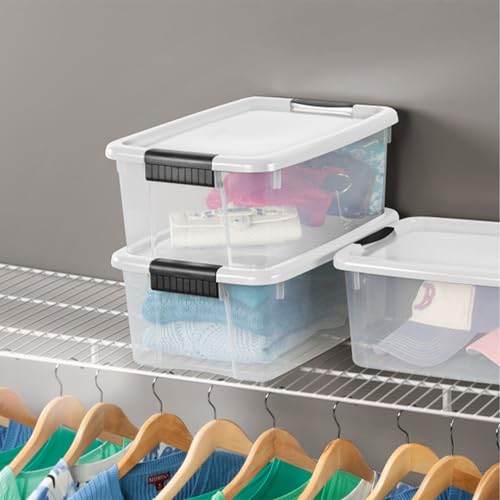 image for Sterilite 18-Pack Ultra Latching Box, Storage Bins with Lids, Clear Pl