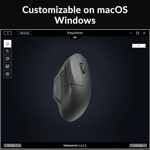 Keychron M7 Wireless Computer Mouse, 26K DPI Optical Computer Mouse, 2.4 GHz/Bluetooth/Wired with Macro Button 63g Lightweight Ergonomic, Up to 70 Hours Worktime for Laptop macOS/Windows - Black - Image 3