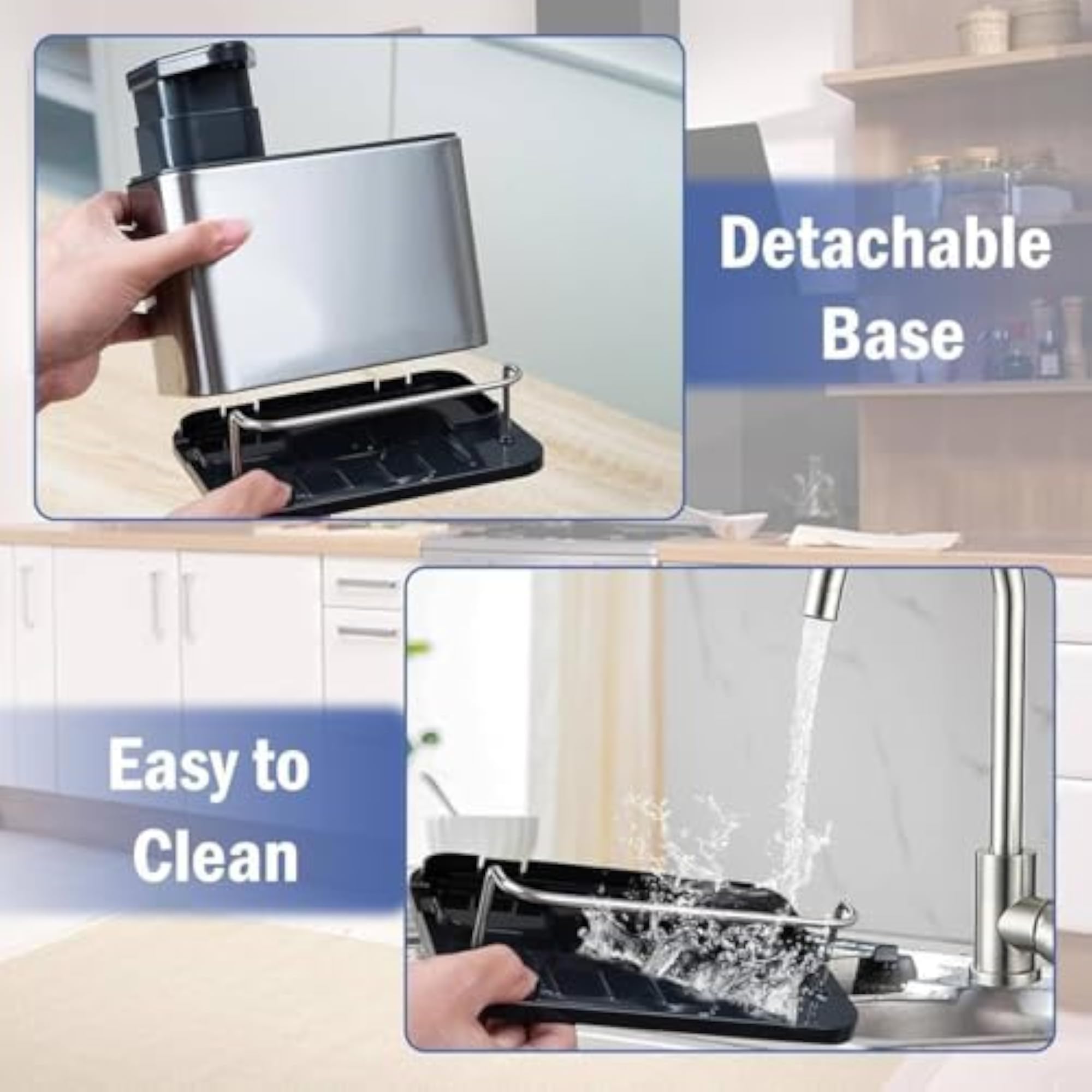 Stainless Steel 3-in-1 Kitchen Sink Organizer with Soap Dispenser