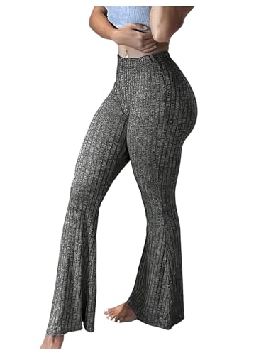 WDIRARA Women's Flare Leggings Workout Ribbed...