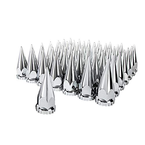 Image of United Pacific 10569CB Wheel Lug Nut Cover Set, 33mm x 4-3 /4 inch, Chrome, Super Spike, Thread-On