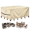 POMER Rectangular Patio Furniture Covers-Outdoor Furniture Covers Waterproof,600D Table and Chairs Cover for All-Weather Protection 90L X 64W X 28H Inch Beige