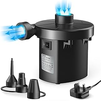 Electric Air Pump VOXON 130W Quick Fill Inflate Deflate Electric Air Pump with 3 Nozzles Portable Electric Pump for Inflatables Air Bed Sofa Mattress Paddling Pool Camping