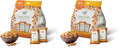 Image of Paper Boat Mega Omega Dry Fruits Mix, Premium Trail Mix with Omega 3 | Healthy Mixed Nuts with Almonds | Walnuts | Cranberry | Pumpkin Seeds (Pack of 20, 30g each)