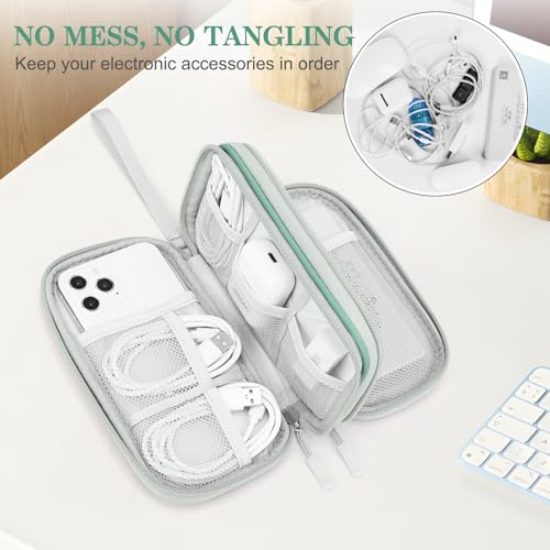 FYY Electronic Organizer, Travel Cable Organizer Bag Pouch Electronic Accessories Carry Case Portable Waterproof Double Layers All-in-One Storage Bag for Cable, Cord, Charger, Phone,-Pattern Green by FYY - Image 5