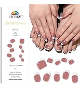 EBANKU Semi Cured Gel Nail Strips Kit, 52PCS French Jelly Bare Brick Toe Nail Wraps & Gel Nail St...