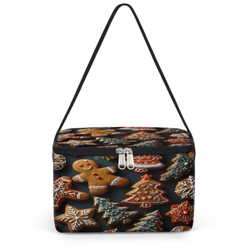 GzLeyigou Xmas Gingerbread Man Lunch Bags for Women Men 9 Cans, Hot & Cold Food Delivery Bag Insulated Grocery Bag Insulated Lunch Box Cooler Bag for Office Work Picnic Beach