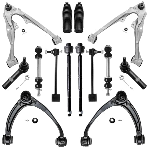Image of Detroit Axle - 14pc Front End Control Arms Kit for Suburban Yukon XL 1500 GMC Chevy Avalanche Tahoe Cadillac Escalade ESV EXT, Control Arms Tie Rod Ends Boots Front and Rear Sway Bars Replacement