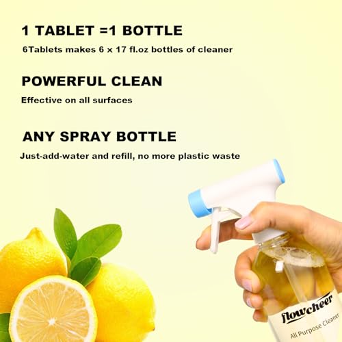 Image of flowcheer MultiPurpose Cleaner Kit (6 variety Scent Tablets + Spray Bottle)