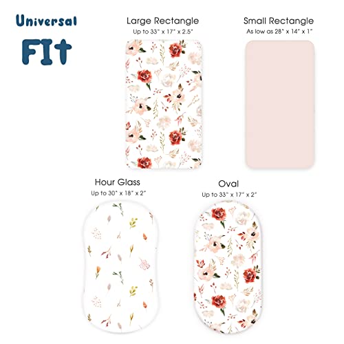 Image of GRSSDER Stretchy Ultra Soft Fitted Bassinet Sheet Set 3 Pack, Universal Fit for Bassinets Baby Cradle Moses Basket Oval Rectangle Mattress,